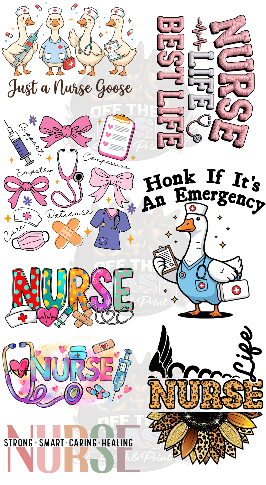 Pre Made 22x48 DTF Gang Sheet Nurse